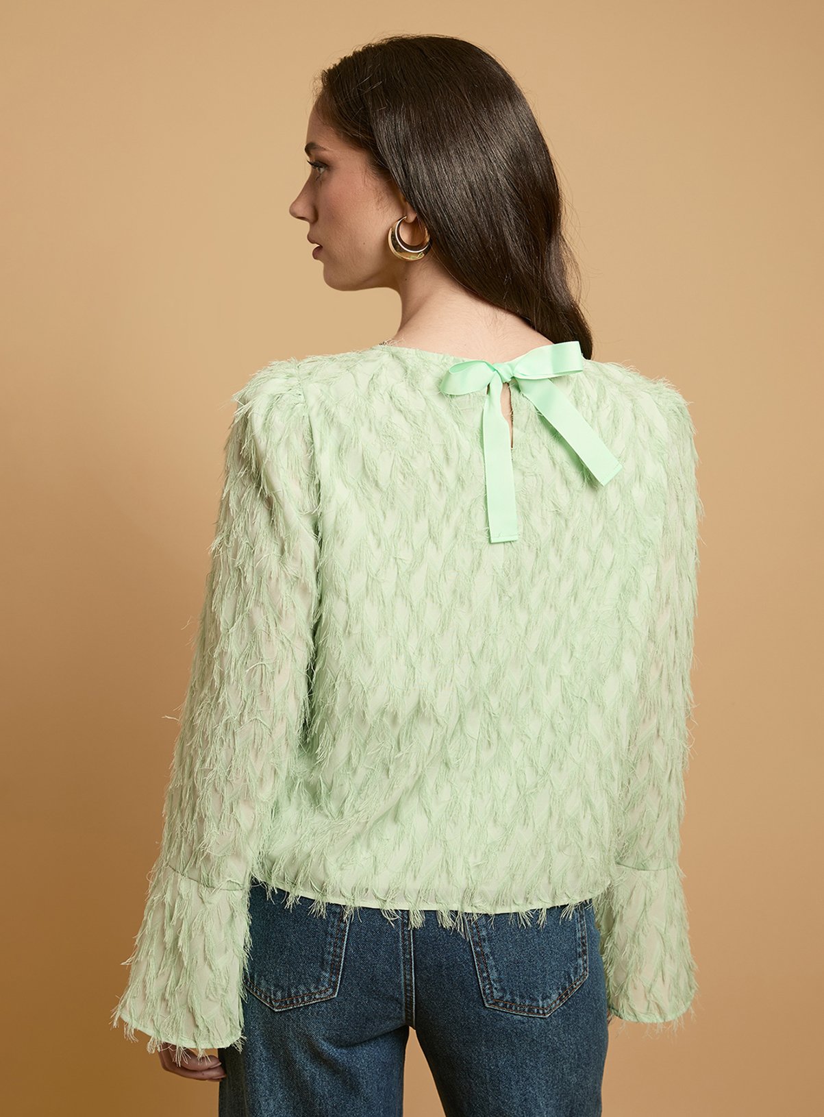 OASIS Flared Sleeve Tie Back Blouse 18 - Image 3 thumbnail